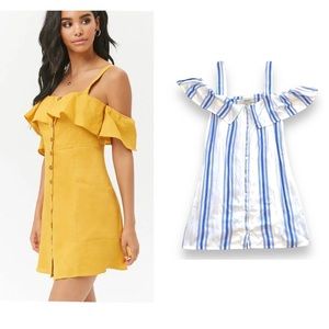 NWT Forever 21 Flounce Linen Striped Contemporary Dress Size:  M (8-10)